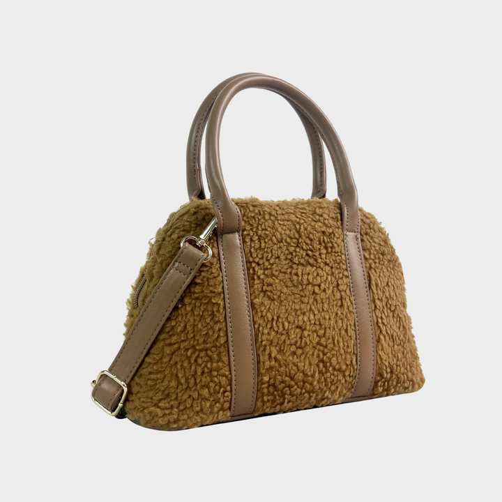 Brown Teddy Mini Bowler Bag with Strap