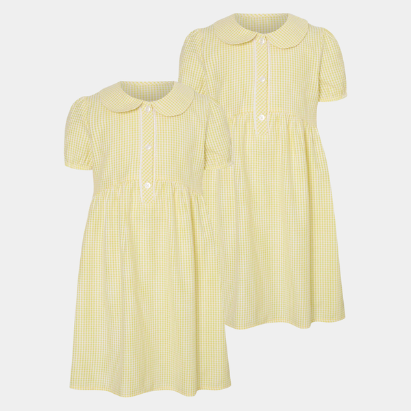 Girls Gingham Button 2pk School Dress