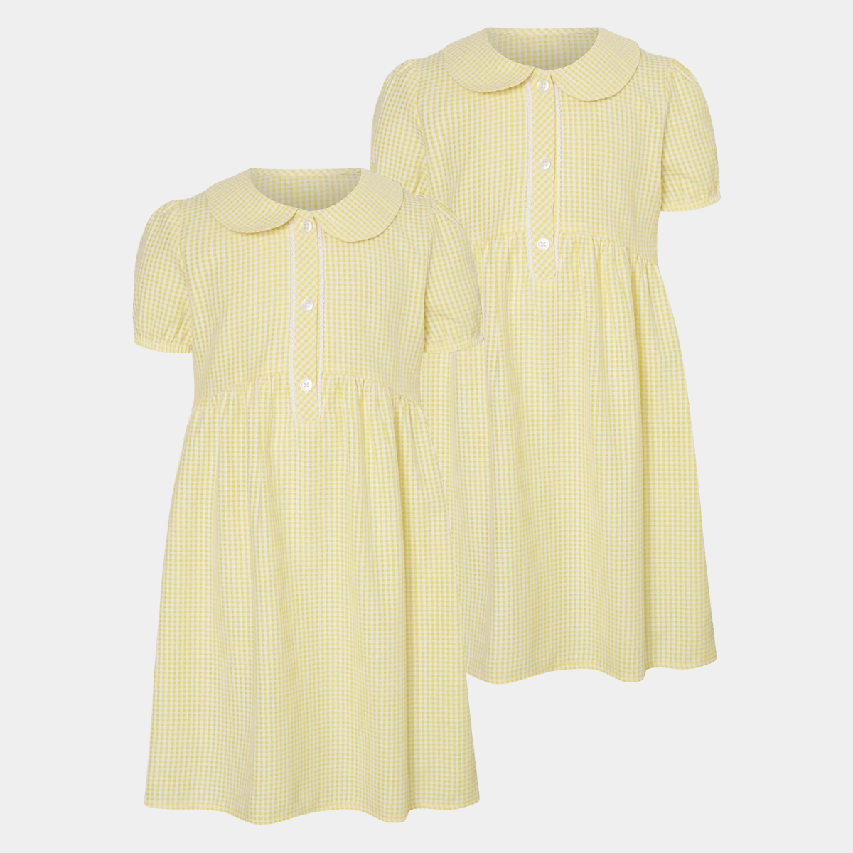 Girls Gingham Button 2pk School Dress