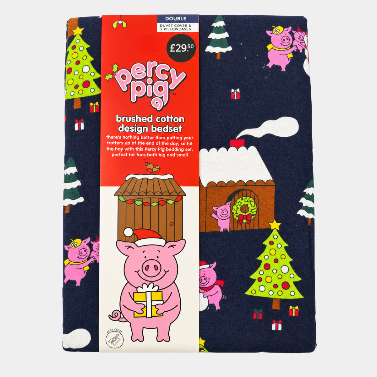 Percy Pig Christmas Brushed Cotton Duvet Set