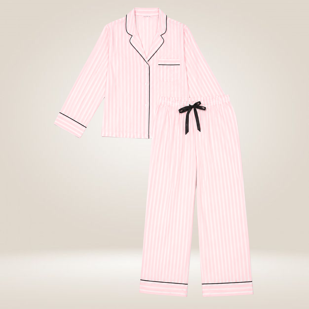 Ladies VS Pink Stripe Gold Lurex Pyjamas