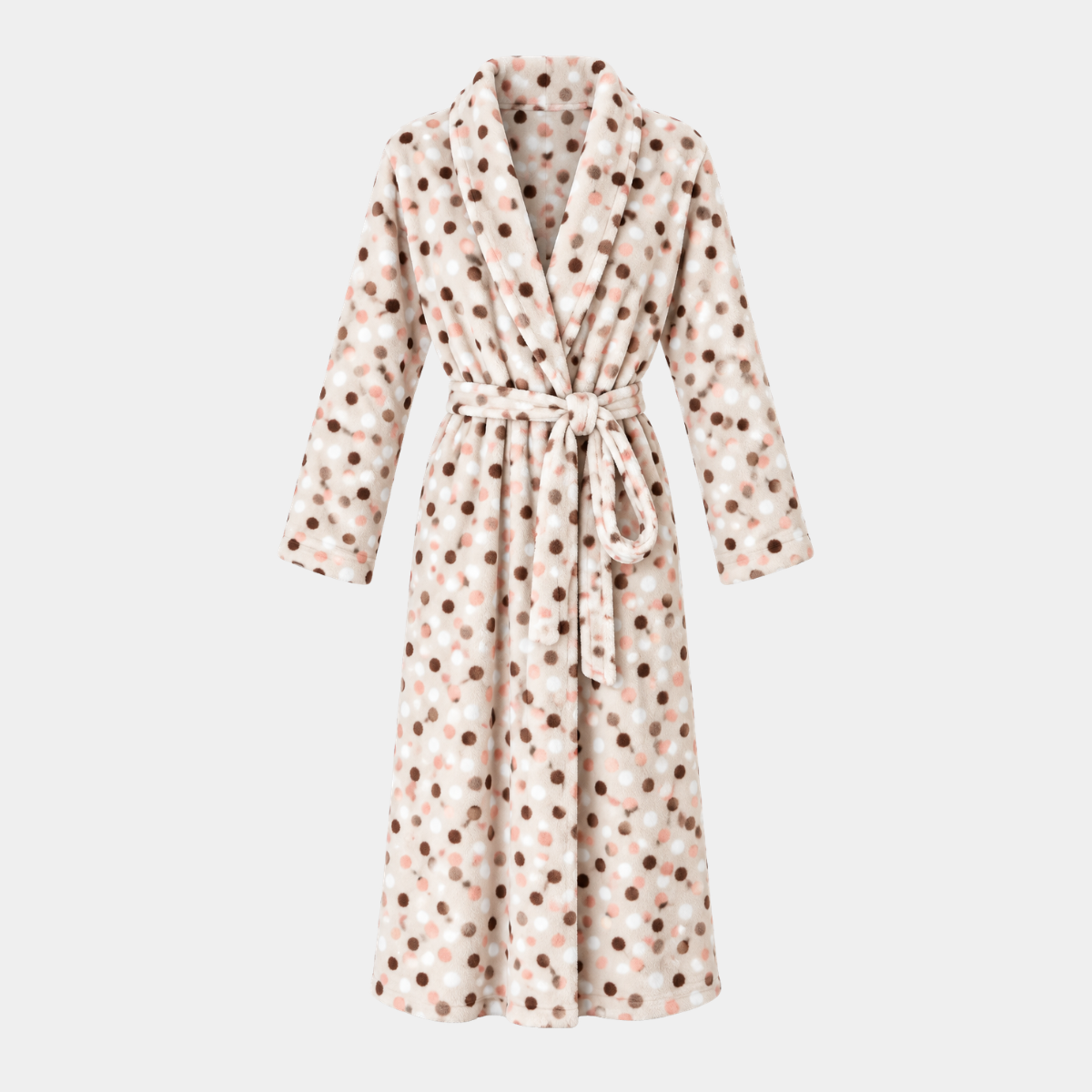 Ladies Spot Fleece Dressing Gown
