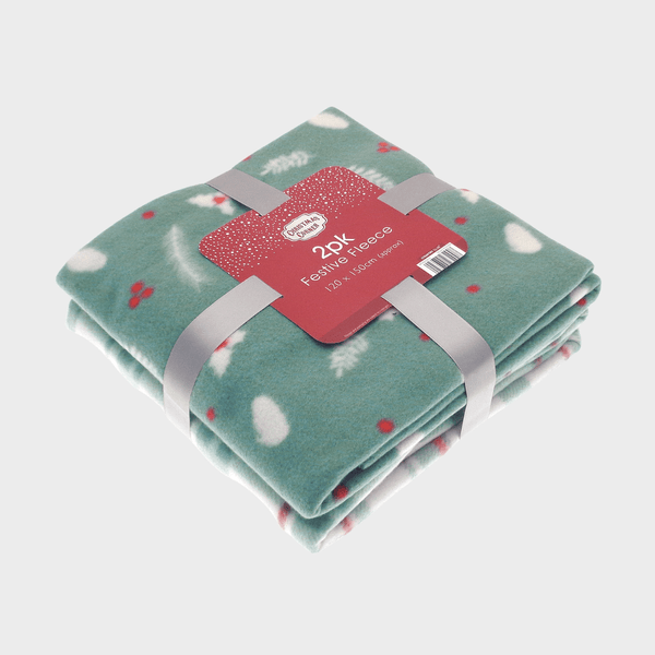 2pk Festive Fleece Throws 120x150cm from You Know Who's