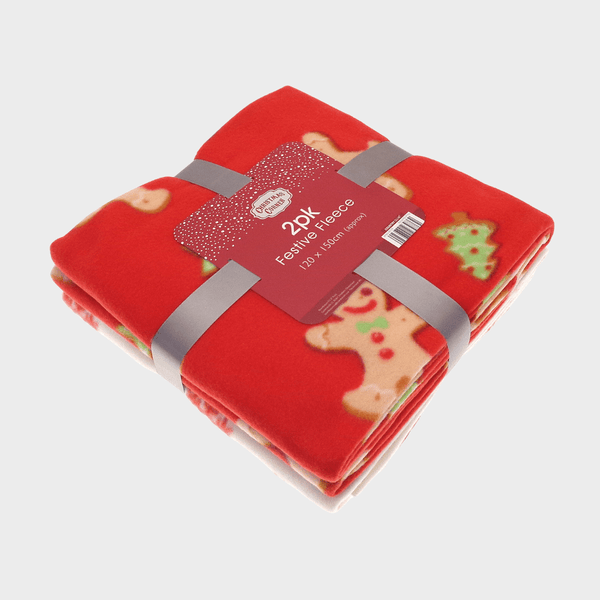 2pk Gingerbread Fleece Throws 120x150cm from You Know Who's