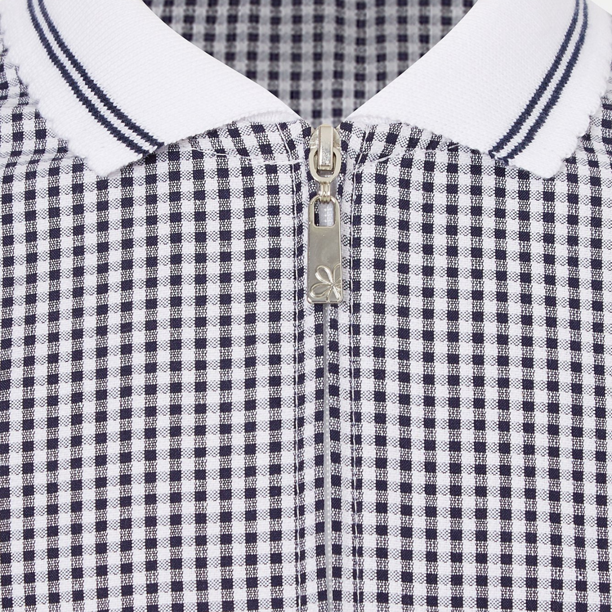 Girls Collar Gingham Zip Up 2pk School Dress