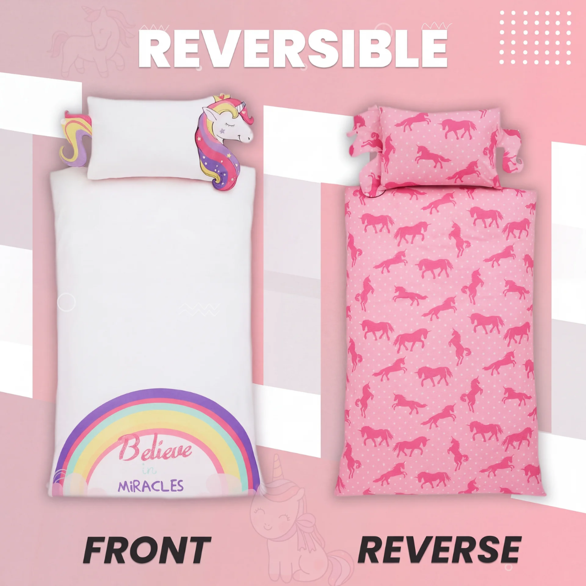Reversible Unicorn Single Duvet Set