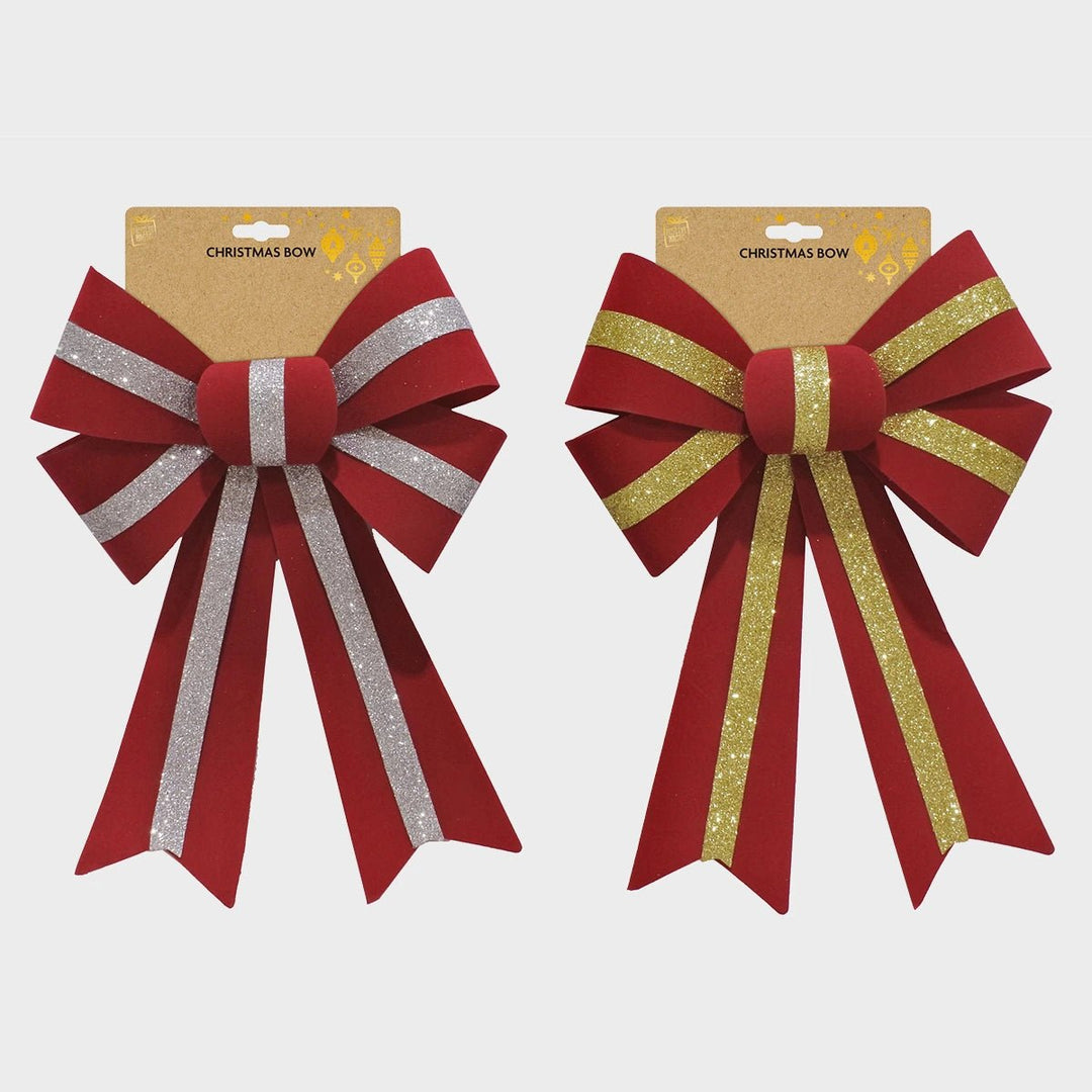 30cm Red Flocked Bow Glitter Stripe from You Know Who's