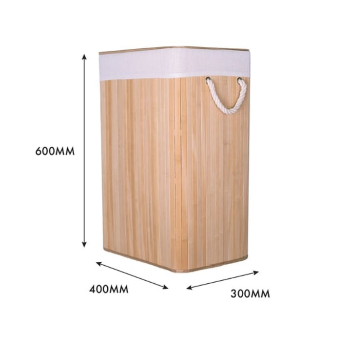 Bamboo Laundry Hamper 60x40x30cm