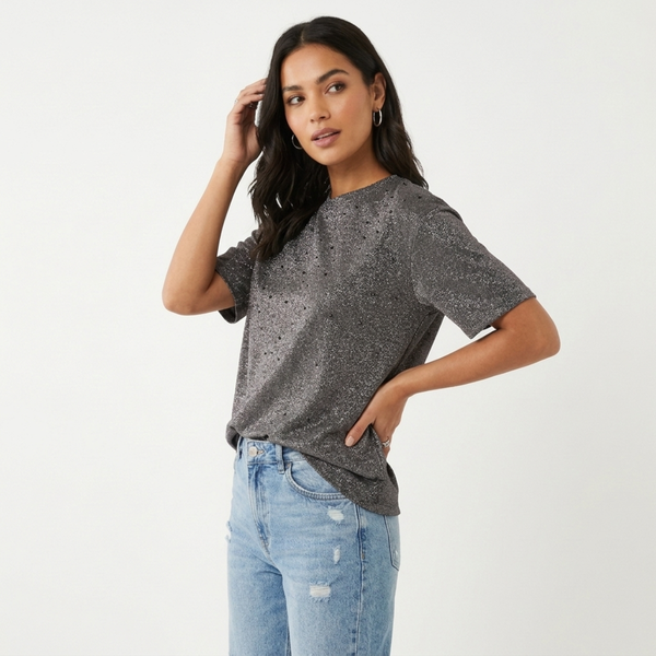 Ladies Sparkly Boxy Fit Top