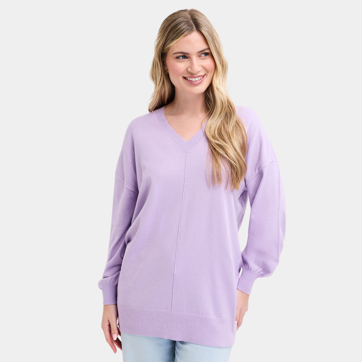 Ladies Plain V Neck Jumper