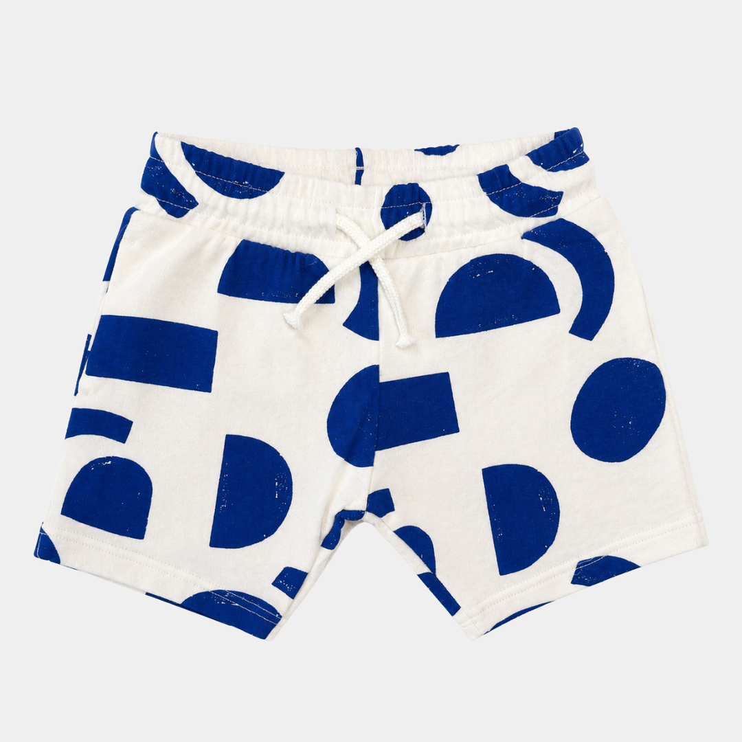 Kids Blue Geometric Jersey Shorts