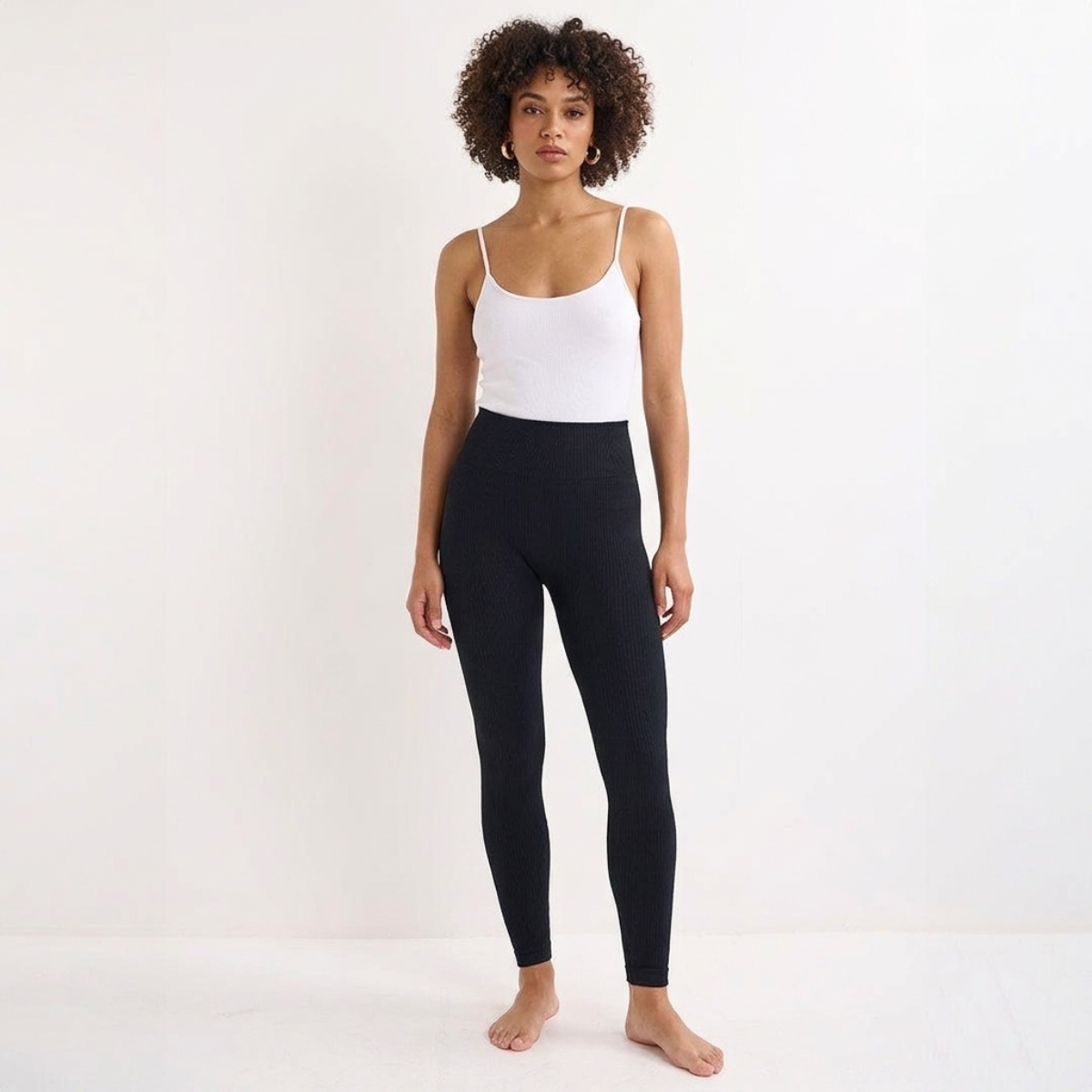 Black Herringbone Fleece Lined Leggings