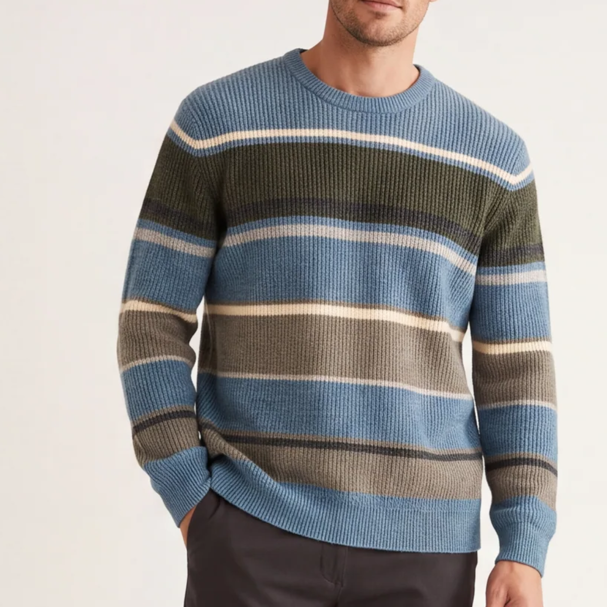 Mens Striped Crew Neck Jumper