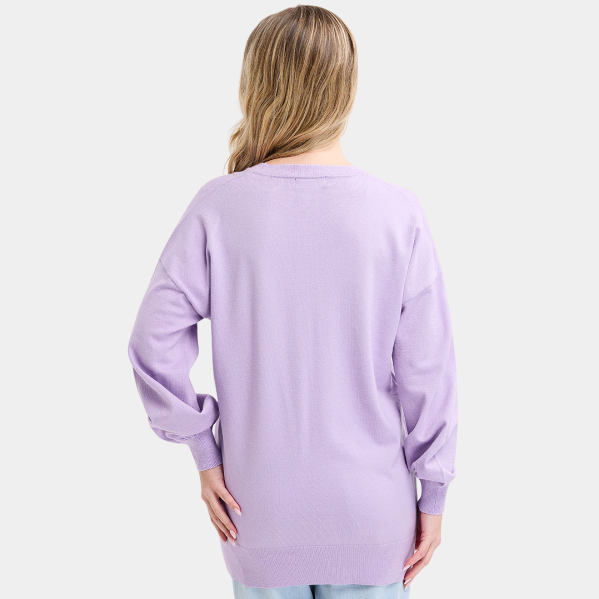 Ladies Plain V Neck Jumper