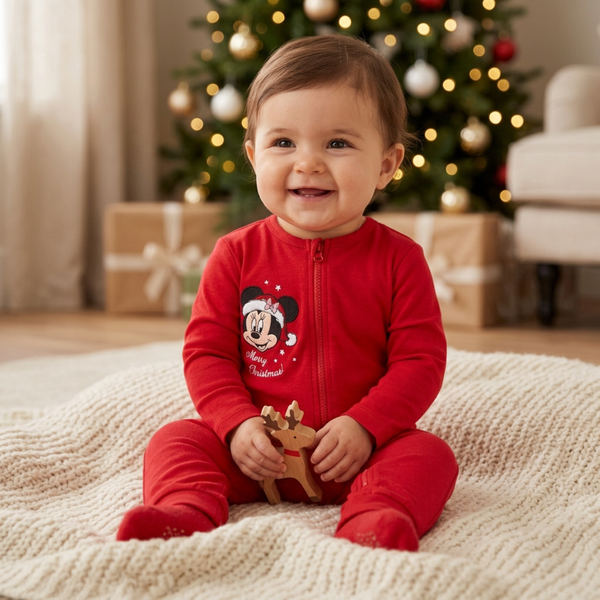 Girls Minnie Mouse Christmas Sleepsuit