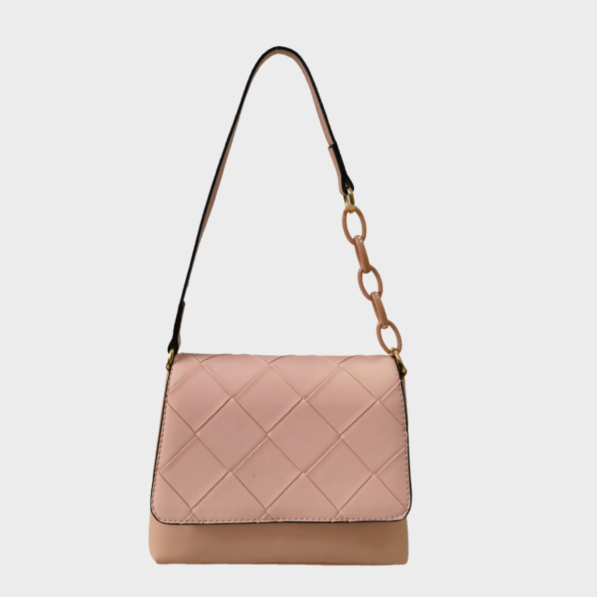 Pink Quilted Chain Detail Shoulder Bag