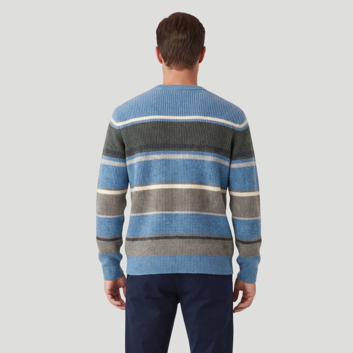 Mens Striped Crew Neck Jumper