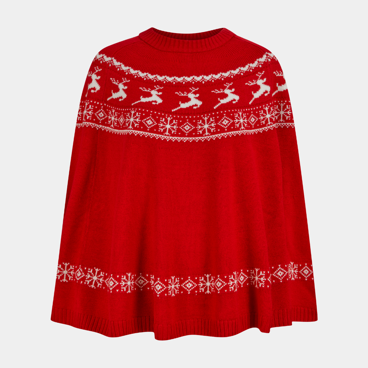 Ladies Reindeer Round Poncho