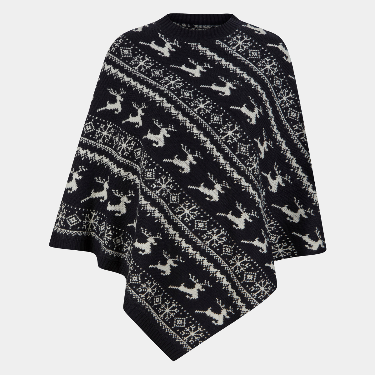 Ladies Reindeer Pointed Poncho