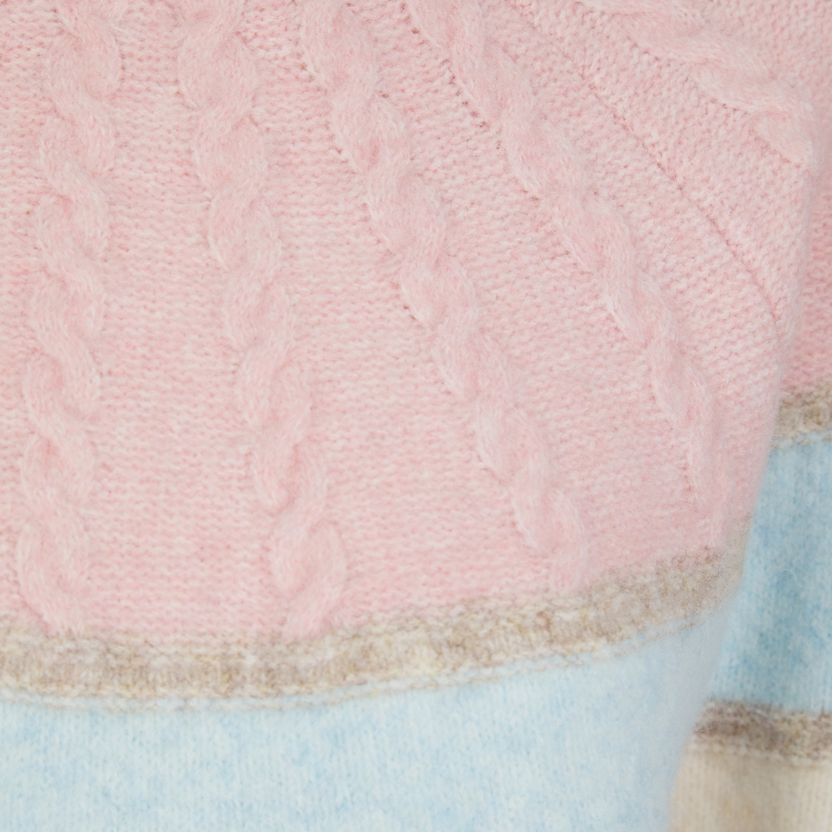 Ladies Cable Yoke Stripe Jumper