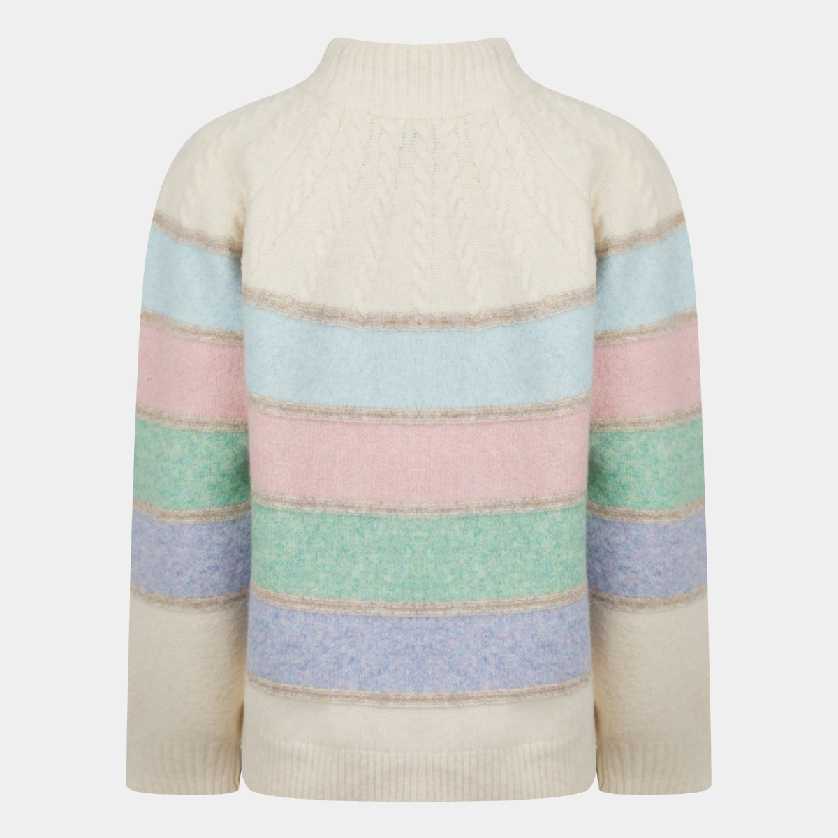 Ladies Cable Yoke Stripe Jumper