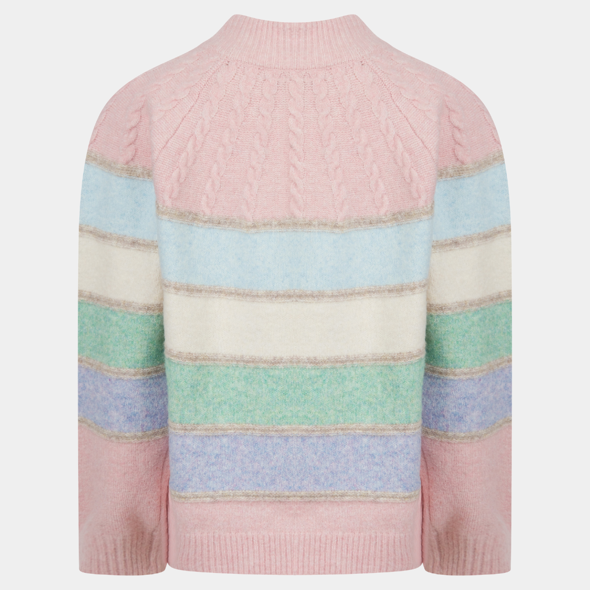 Ladies Cable Yoke Stripe Jumper