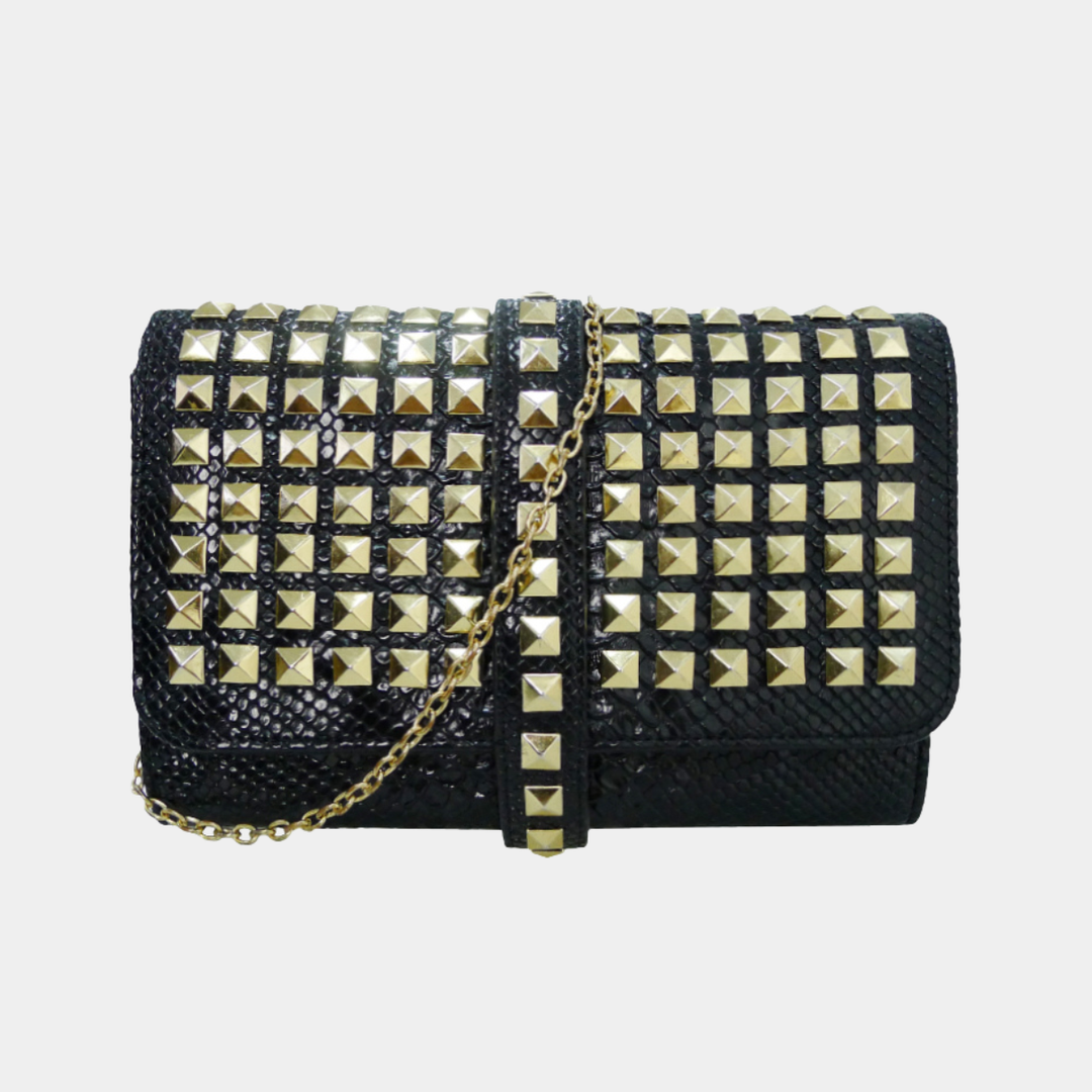 Black Studded Clutch Bag