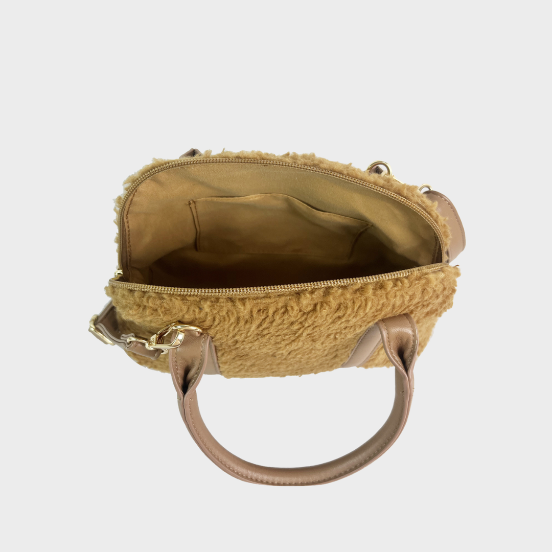 Brown Teddy Mini Bowler Bag with Strap