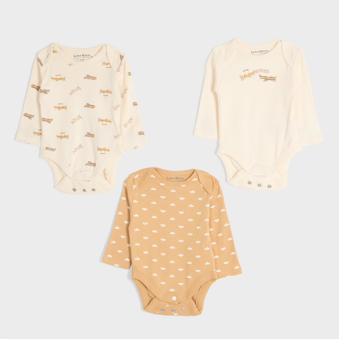 3pce Aeroplane Organic Baby Vests from You Know Who's