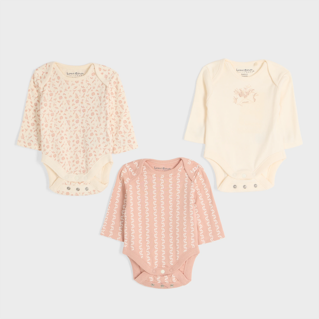 3pce With Love Flowers Organic Baby Vests from You Know Who's