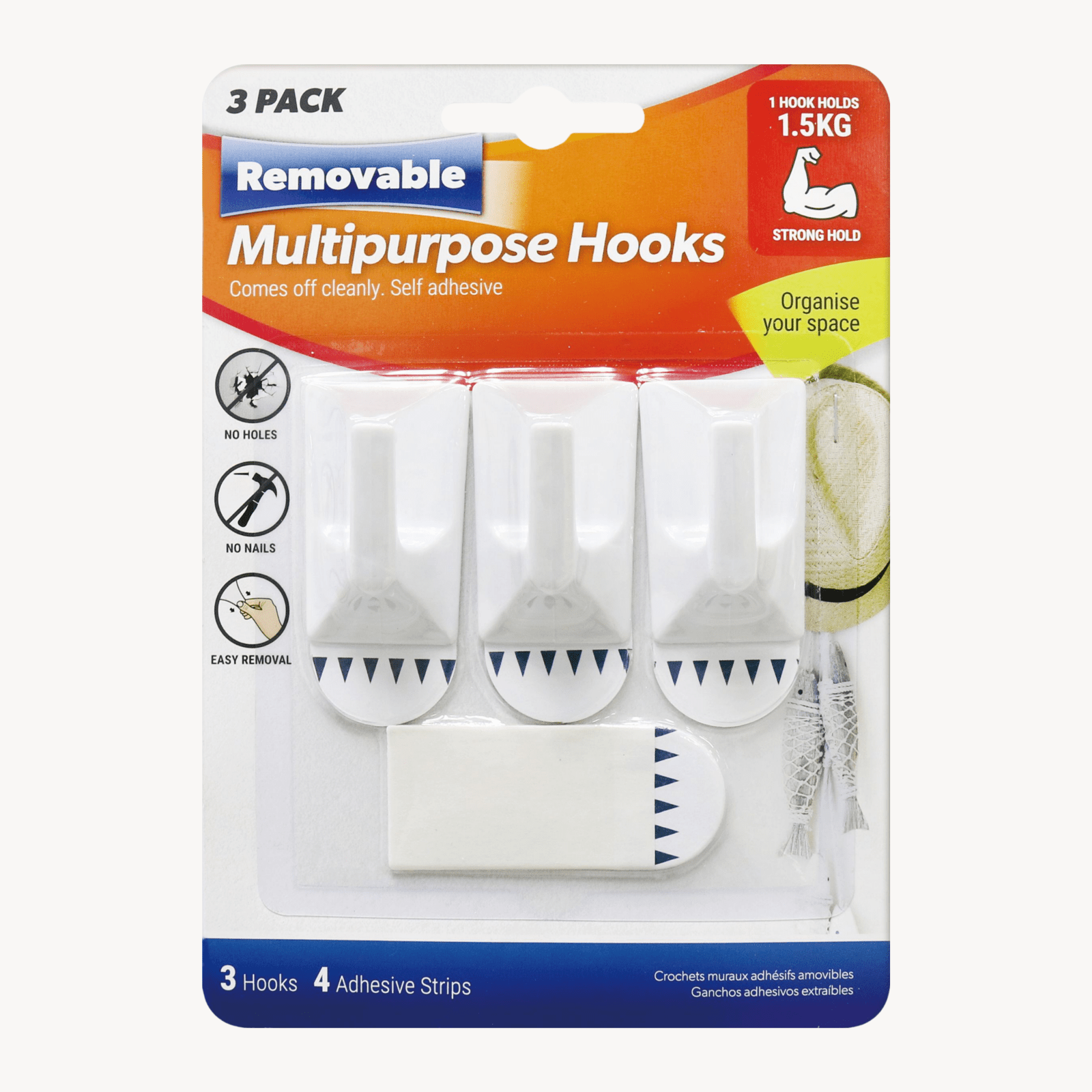 3PK Removable Hooks