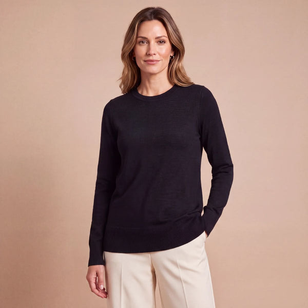 Ladies Black Crew Jumper