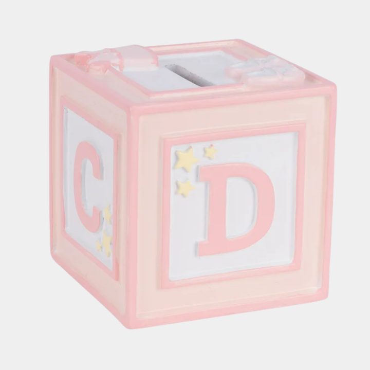 Baby Pink ABC Money Box 9cm