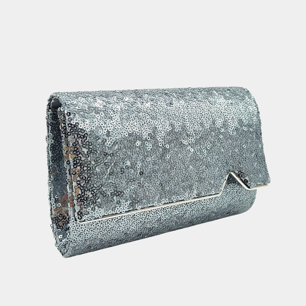 Silver Glitter Clutch Bag
