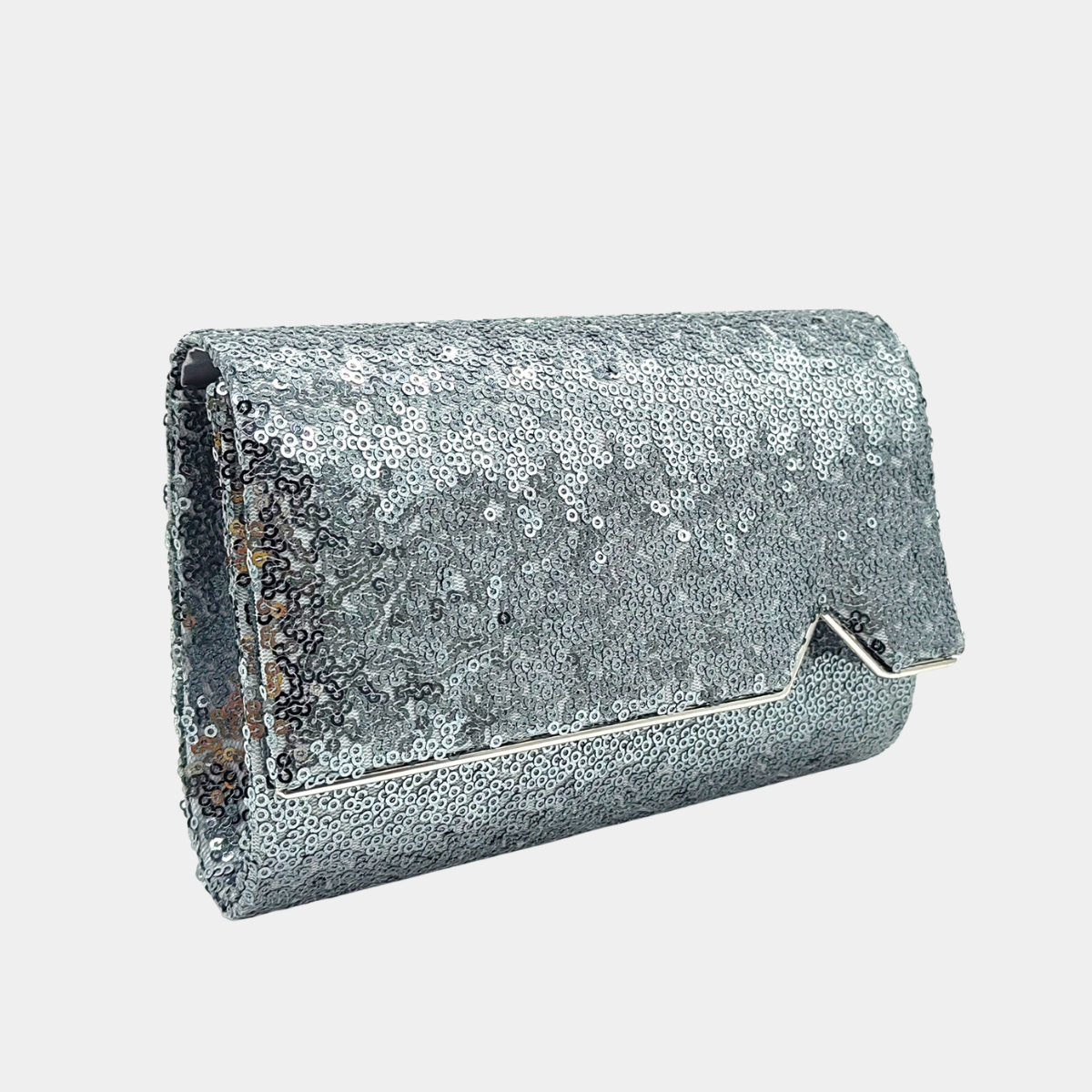 Silver Glitter Clutch Bag