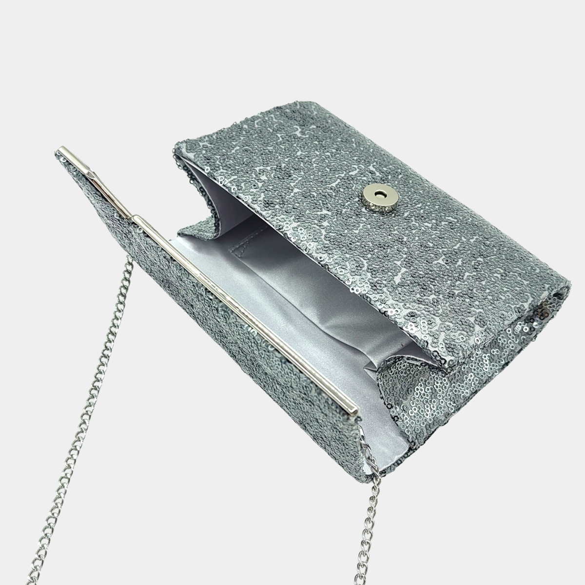 Silver Glitter Clutch Bag