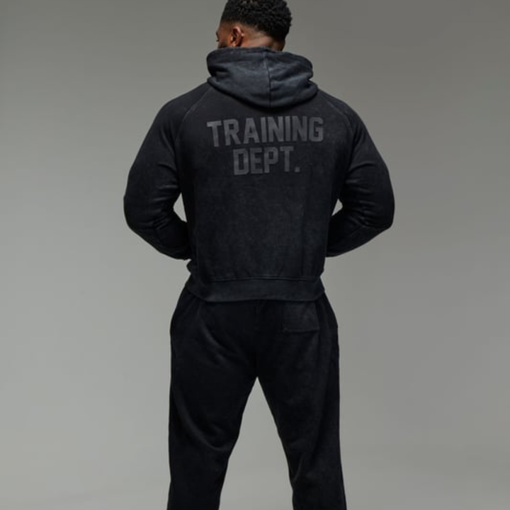 Men's Black Acid Wash Training Dept Hoodie