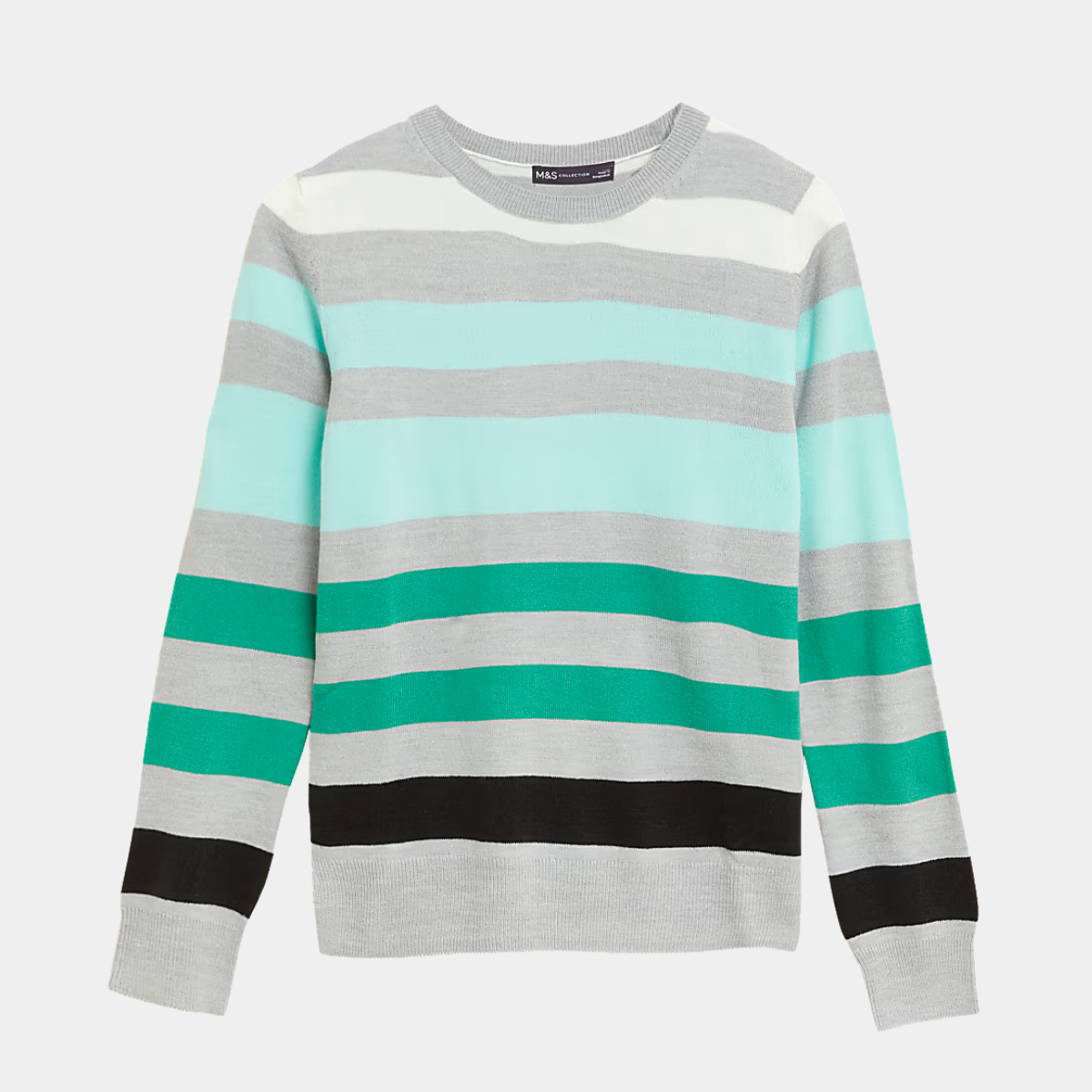 Ladies Multi Stripe Crew Jumper