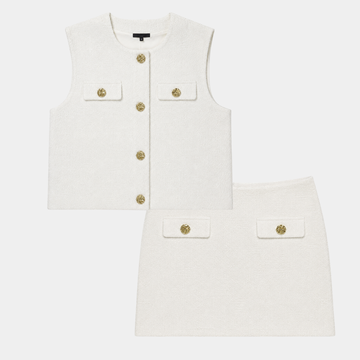 Ladies White Boucle Skirt