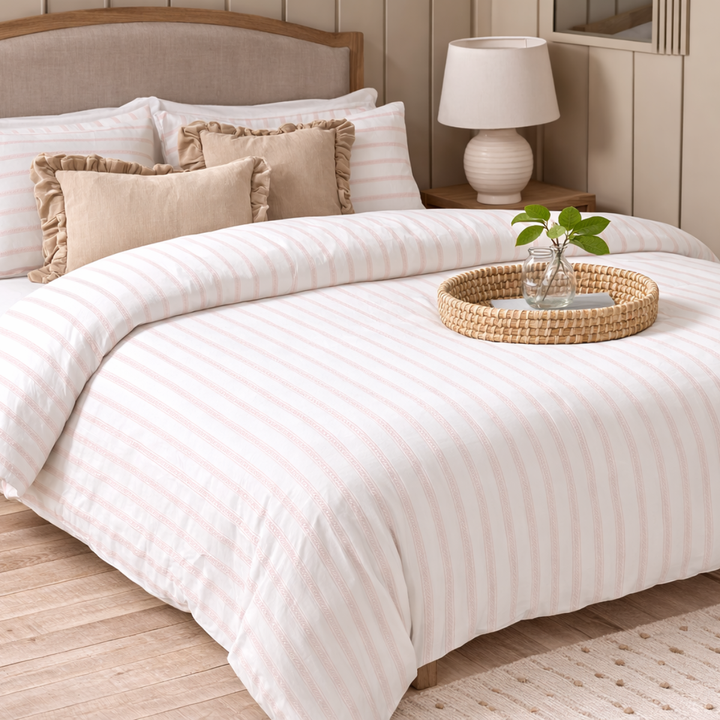 Dusk Pink Chevron Stripe Duvet - Duvet Cover Only