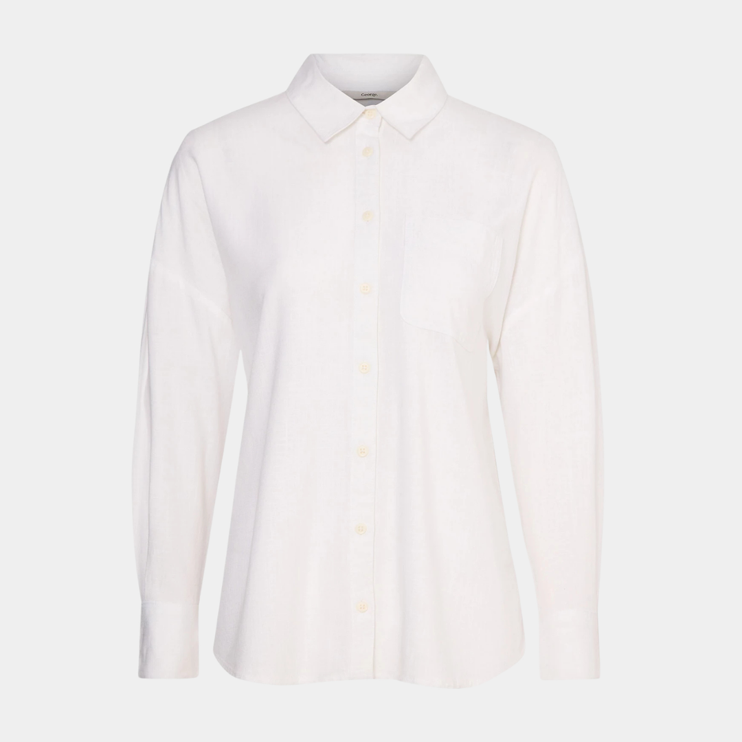 Ex Store Ladies White Linen Shirt