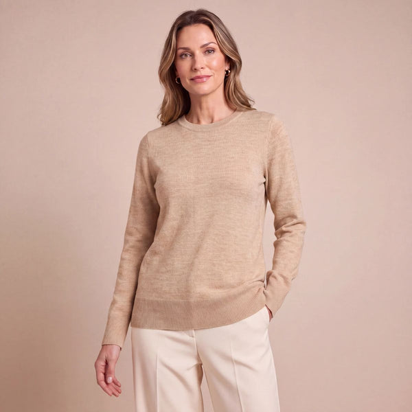 Ladies Beige Crew Jumper