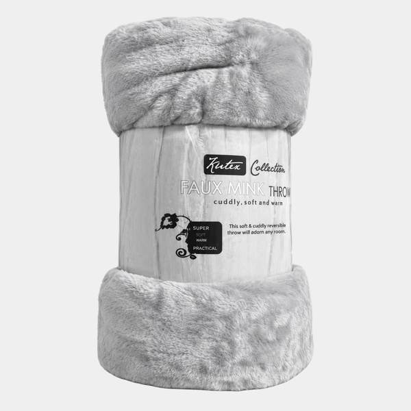 Silver Faux Mink Throw
