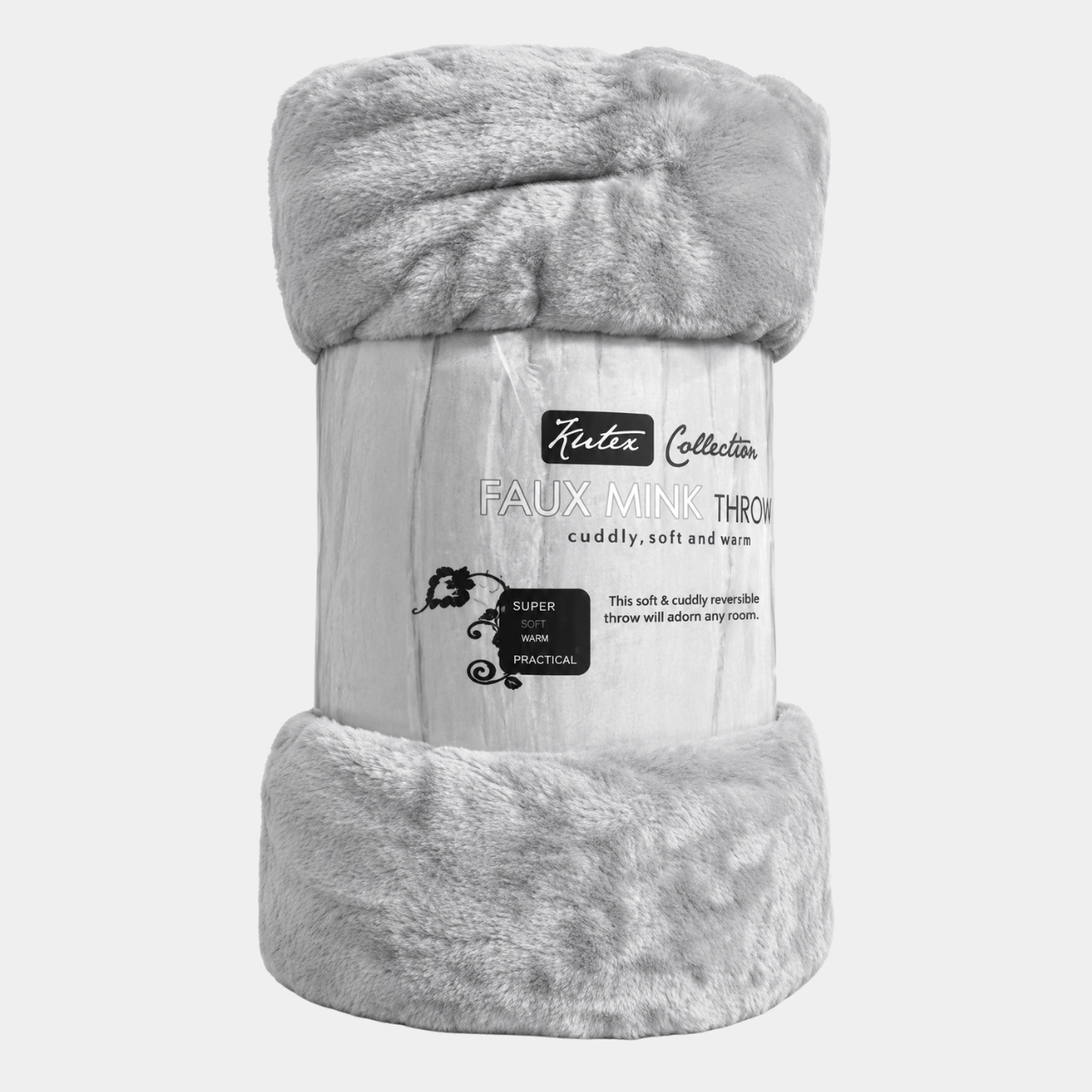 Silver Faux Mink Throw