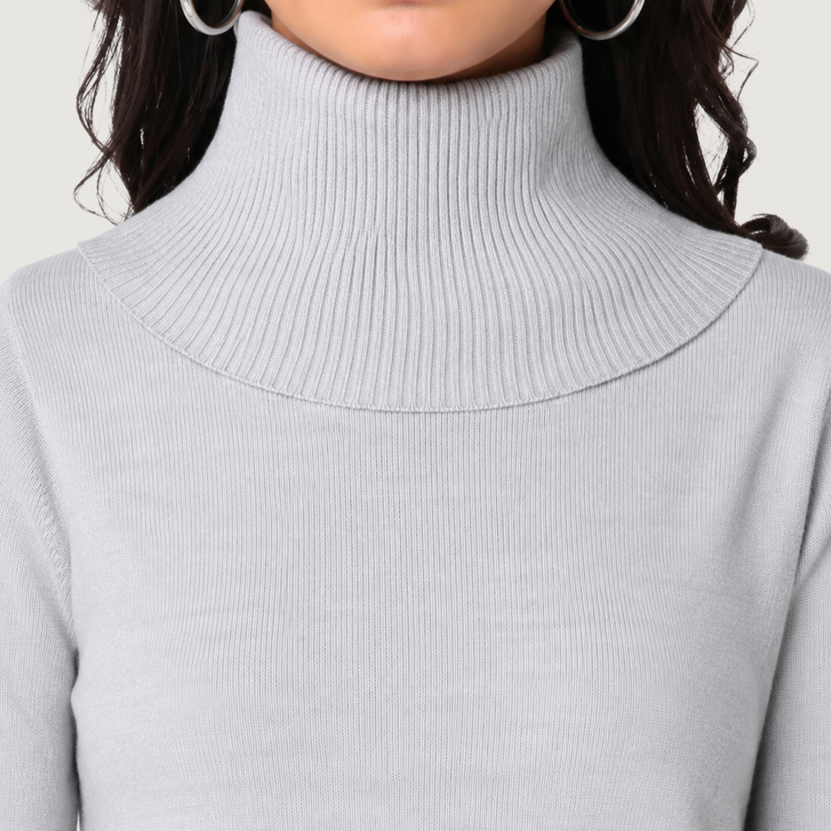 Ladies Colour Block Turtle Neck Jumper