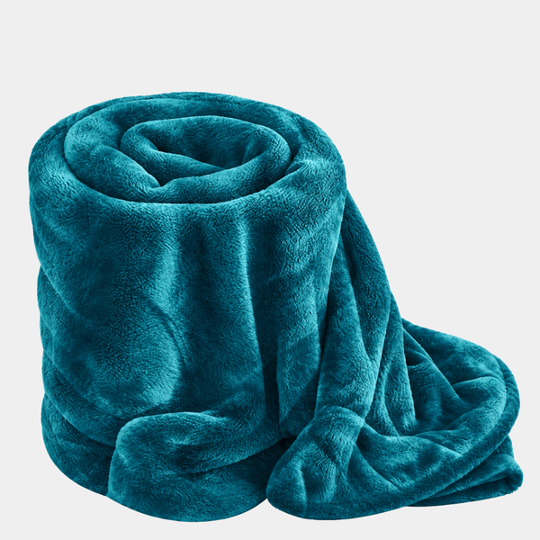 Teal Faux Mink Throw