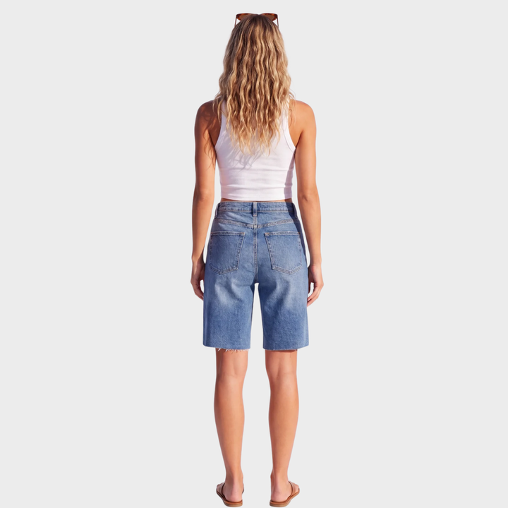 Ladies Mid Indigo Bermuda Denim Short