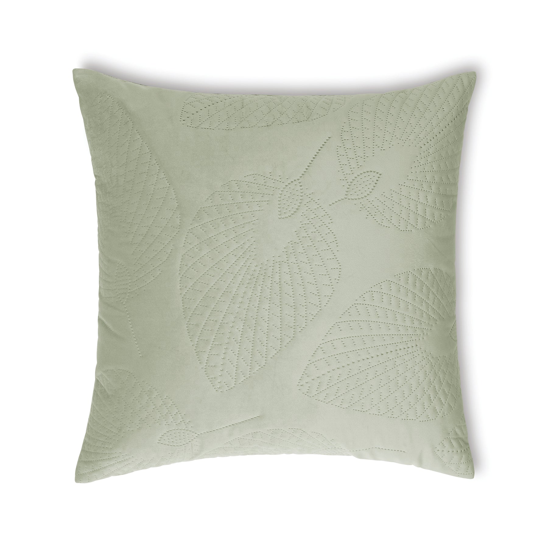 Catherine Lansfield Velvet Pinsonic Leaf Green Cushion (55cm X 55cm