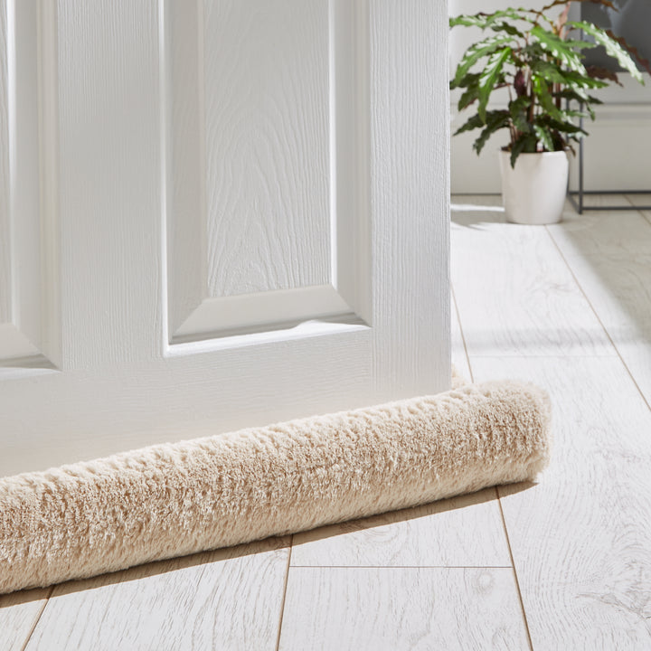 Double Sided Faux Fur Draught Excluder Natural