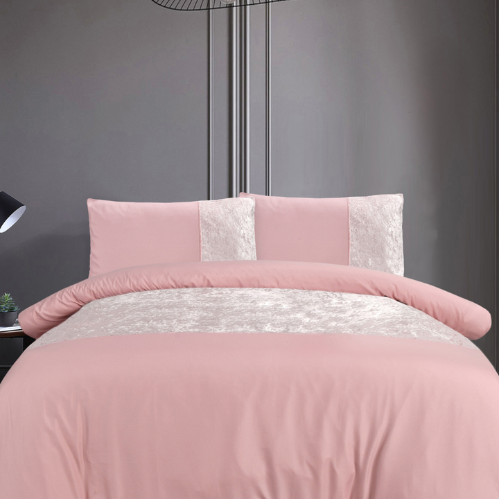Sleepdown Velvet Cuff Duvet Set - Blush